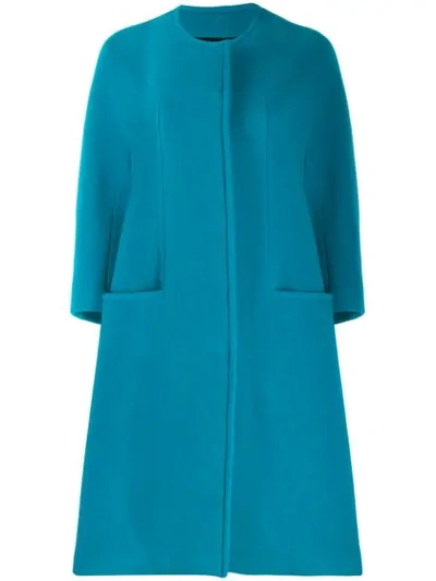 Gianluca Capannolo Collarless Cocoon Coat In Blue