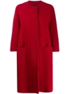 Gianluca Capannolo Collarless Cocoon Coat In Red