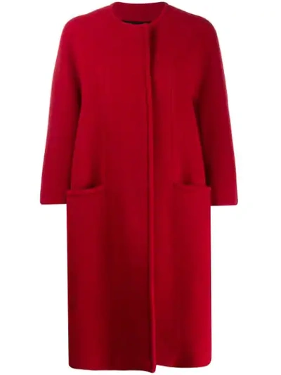 Gianluca Capannolo Collarless Cocoon Coat In Red