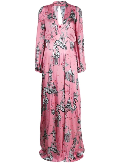 Temperley London Euphoria Chinoiserie-print Silk Gown In Pink