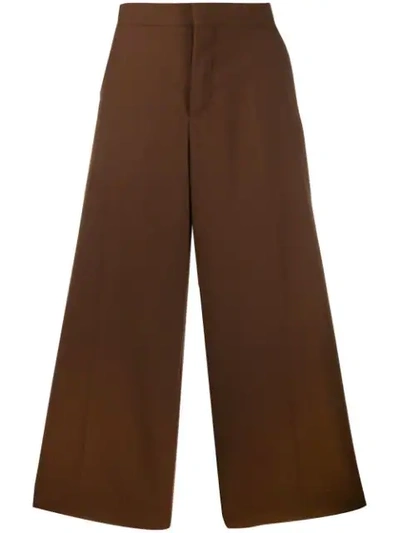 Marni Cropped Wide Leg Trousers In Brown