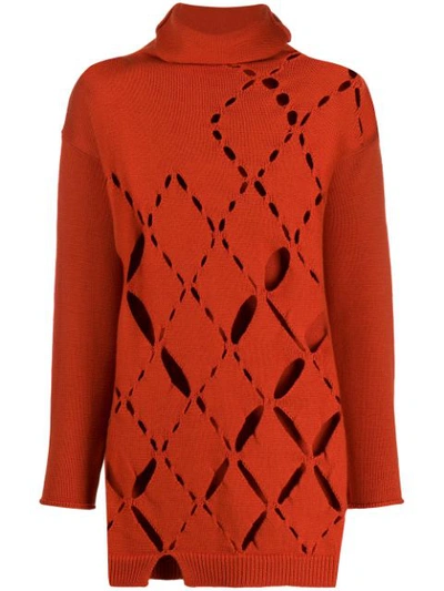 Pierantoniogaspari Cut-out Knitted Jumper In Orange