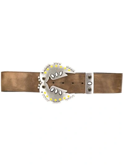 Isabel Marant Abigail Bird Buckle Belt In Green