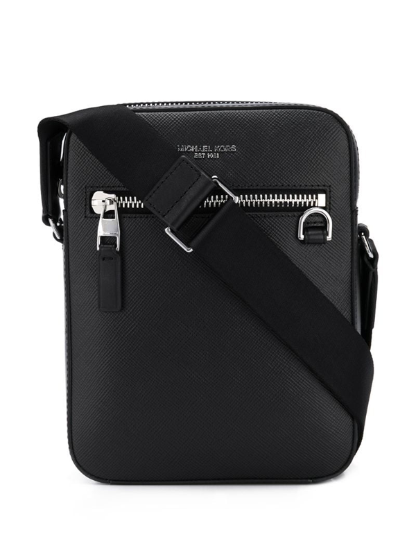 black leather flight bag