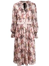 Temperley London Maggie Feather-print Shirt Dress In Pink