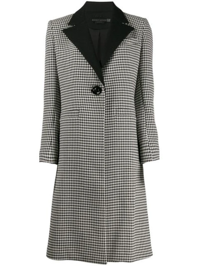 Alice And Olivia Houndstooth Single-breasted Coat In Black