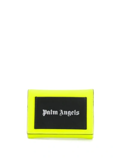 Palm Angels Logo Print Foldover Wallet In Yellow
