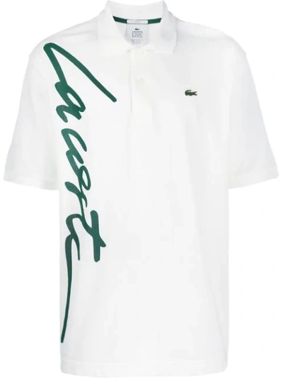 Lacoste Live Signature Piqué Polo Shirt In White