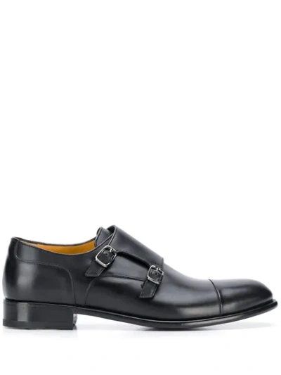 A. Testoni Side-buckle Monk Shoes In Aeb Black Dark Metal