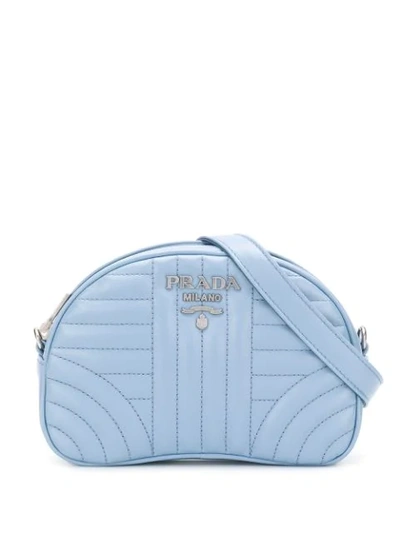 Prada Logo-plaque Quilted Belt Bag In Blue
