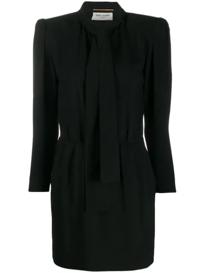 Saint Laurent Structured Shoulder Dress In Black