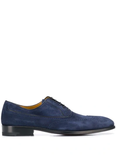 A. Testoni' Embossed Oxford Shoes In Blue