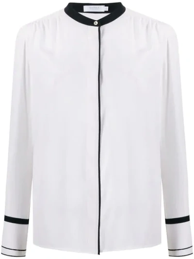 Barba Contrast Collar Silk Shirt In White