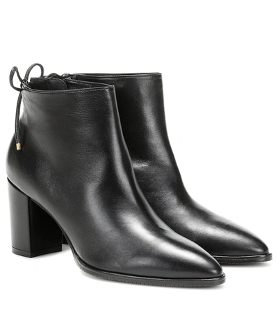 Stuart Weitzman Gardiner Leather Block-heel Ankle Booties In Black Nappa Leather