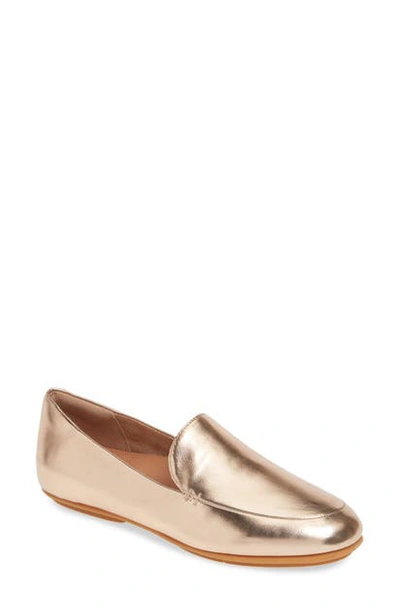 Fitflop Lena Metallic Loafer In Rose Gold Leather