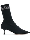 Miu Miu Branded Sock Boots In Black