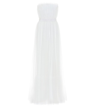 Max Mara Regno Strapless Tulle Bridal Gown In White