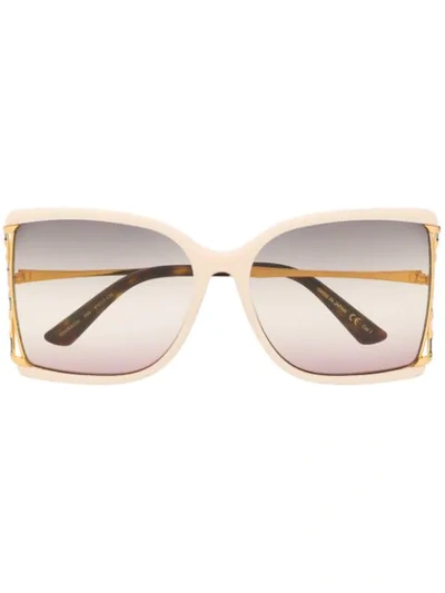 Gucci Feminine Fork Square Sunglasses In Neutrals