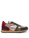 Valentino Garavani Rockrunner Camouflage Suede And Leather Trainers In Polish Rose