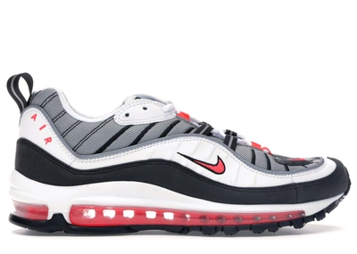 Pre-owned Nike Air Max 98 Solar Red (women's) In White/solar Red-dust-reflect Silver