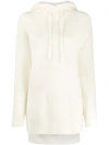 Ganni Ribbed Knitted Hoodie In White