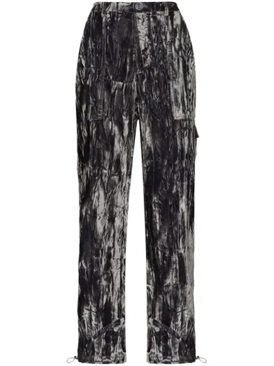 Collina Strada Monk Crushed-velvet Trousers In Grey