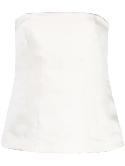 Marina Moscone Wool-blend Satin Bustier Top In White