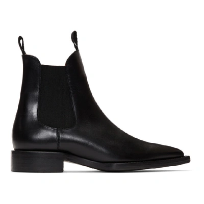 Ami Alexandre Mattiussi Black Pointed Chelsea Boots In 001 Black