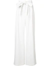 Milly Italian Cady Trapunto Tie Waist Trousers In White