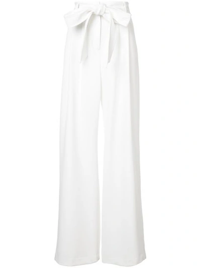 Milly Italian Cady Trapunto Tie Waist Trousers In White