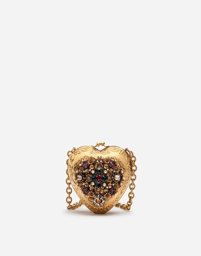 Dolce & Gabbana My Heart Metal And Filigree Bag With Jewel Embroidery In Gold/multicolor
