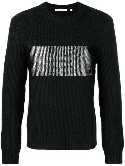 Helmut Lang Contrast Patch Knitted Jumper In Black