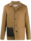 Loewe Leather Patch Pocket Button-up Jacket In Brown