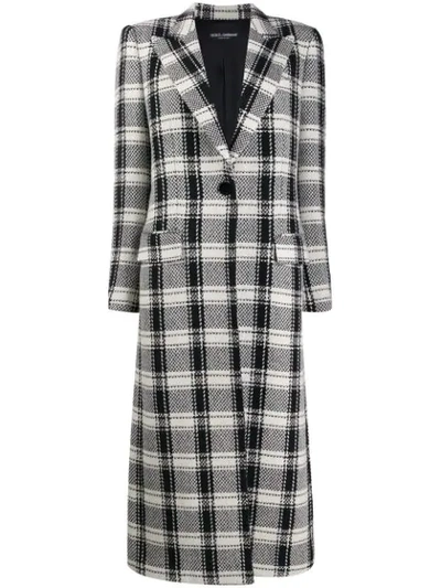 Dolce & Gabbana Checked Single-breasted Wool-blend Coat In Black