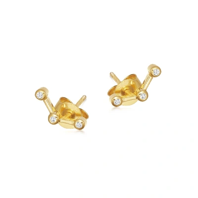Missoma Pave Trilogy Stud Earrings 18ct Gold Plated Vermeil/cubic Zirconia