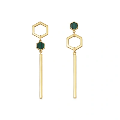 Missoma Malachite Rhea Drop Stud Earrings In Gold