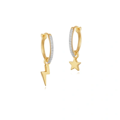 Missoma Pave Starlight Charm Hoop Earrings 18ct Gold Plated Vermeil