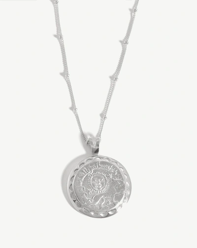 Missoma Lucy Williams Engravable Rising Sun Medallion Coin Necklace Silver Plated