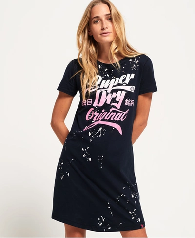 Superdry Slim Line T-shirt Dress In Dark Blue | ModeSens