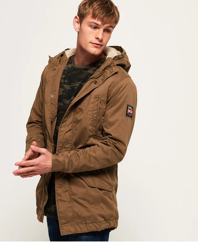 Superdry Military Parka Jacket In Brown