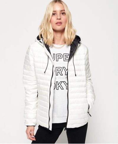 Superdry Core Down Hooded Jacket In White
