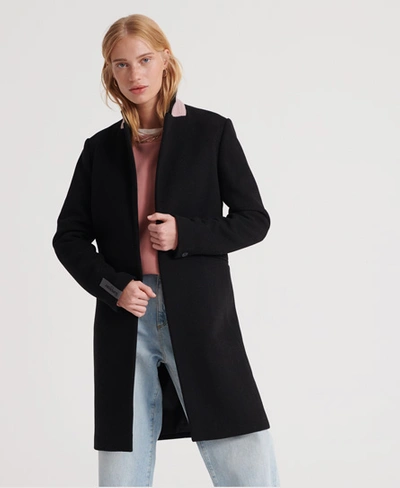 Superdry Ariana Wool Coat In Black | ModeSens