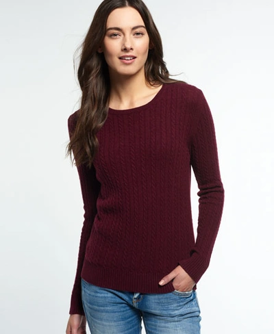 Superdry Luxe Mini Cable Knit Jumper In Purple
