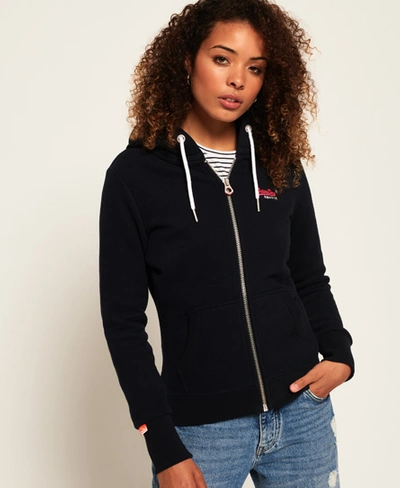 Superdry Women's Orange Label Kapuzenjacke Mit Reissverschluss Marineblau