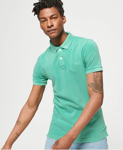 Superdry Vintage Destroyed Pique Polo Shirt In Turquoise
