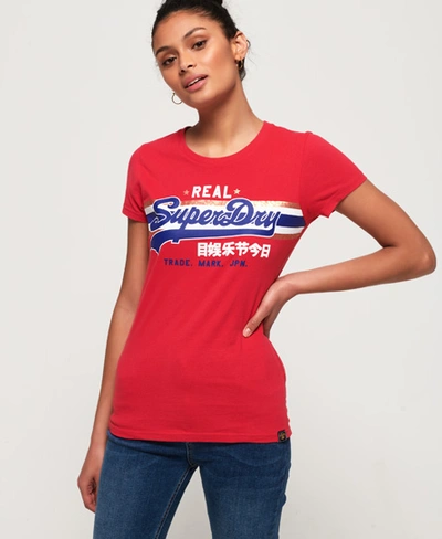 Superdry Vintage Logo Foil Stripe T-shirt In Red