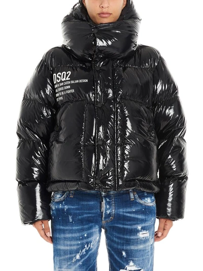 Dsquared2 Bomber Style Quilted Down Jacket In Black