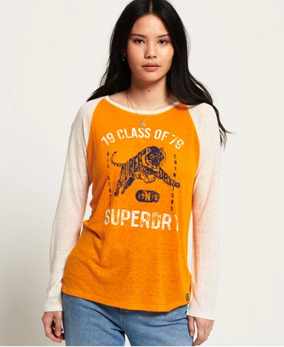 Superdry Women's Linen Baseball Top Gold Size: 8