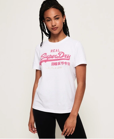 Superdry Vintage Logo Flock Script T-shirt In White