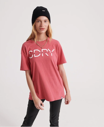 Superdry Nyc Split Portland Organic Cotton T-shirt In Pink